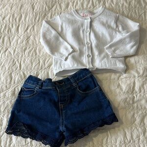 6-9m baby girl, cardigan with hearts, and silver buttons made with love Primark